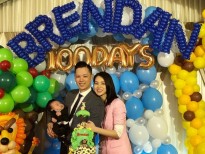 Vợ chồng Hồ Hạnh Nhi tổ chức party 100 ngày cho con trai